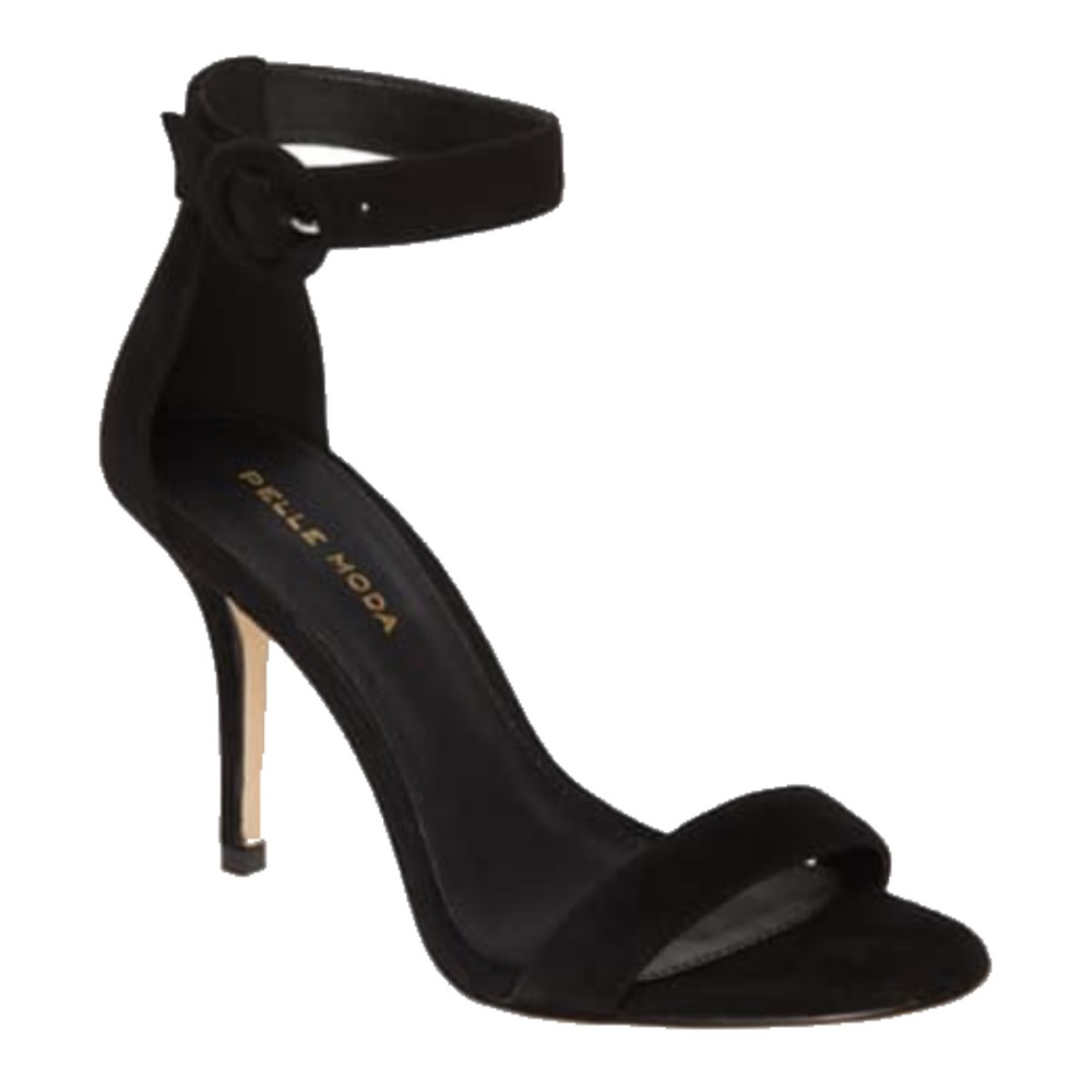People Mode Black Heeled Sandals Suede